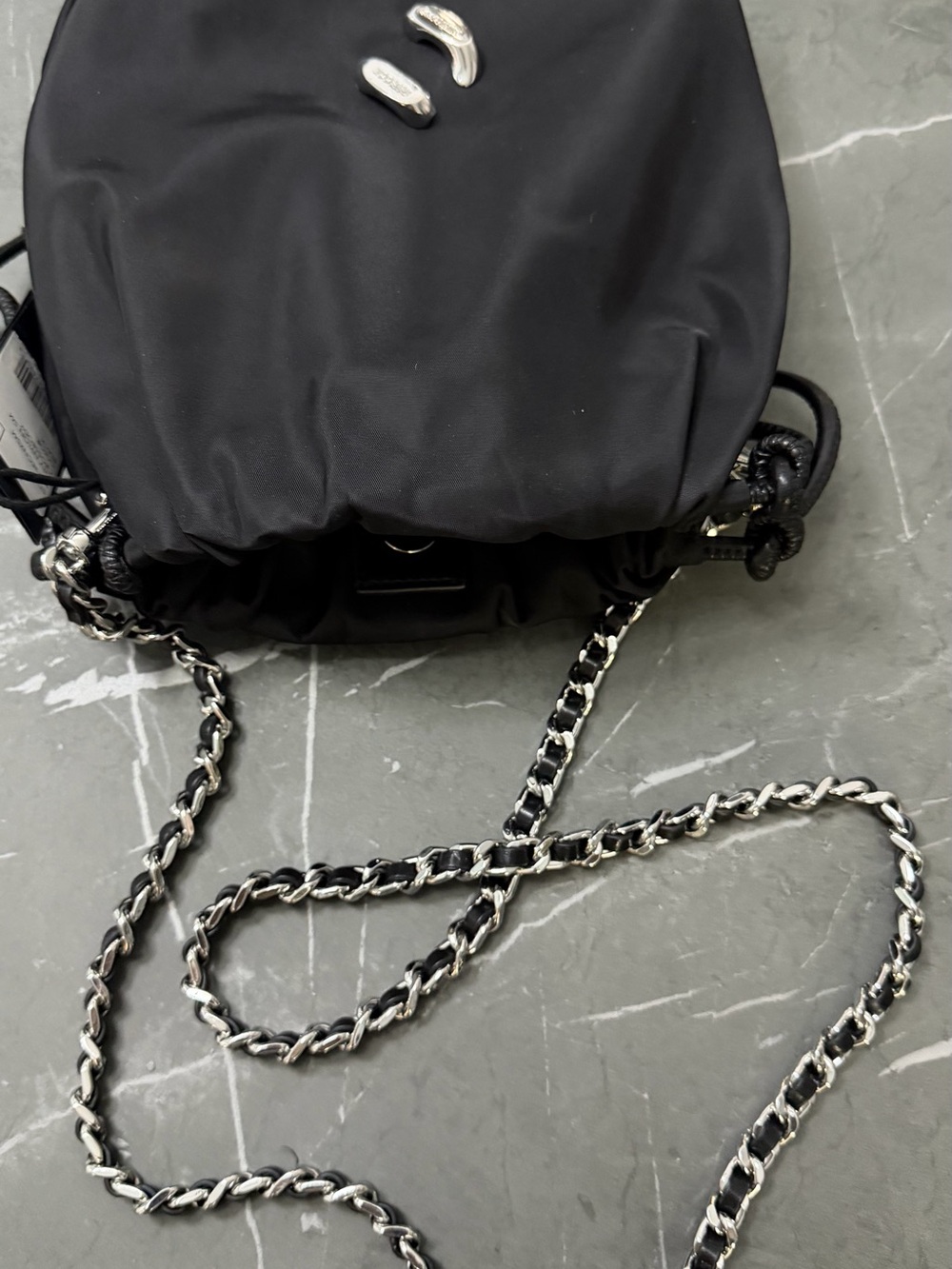 Rebecca Minkoff Black Nylon Crossbody with Silver Chain - Picture 2 of 4